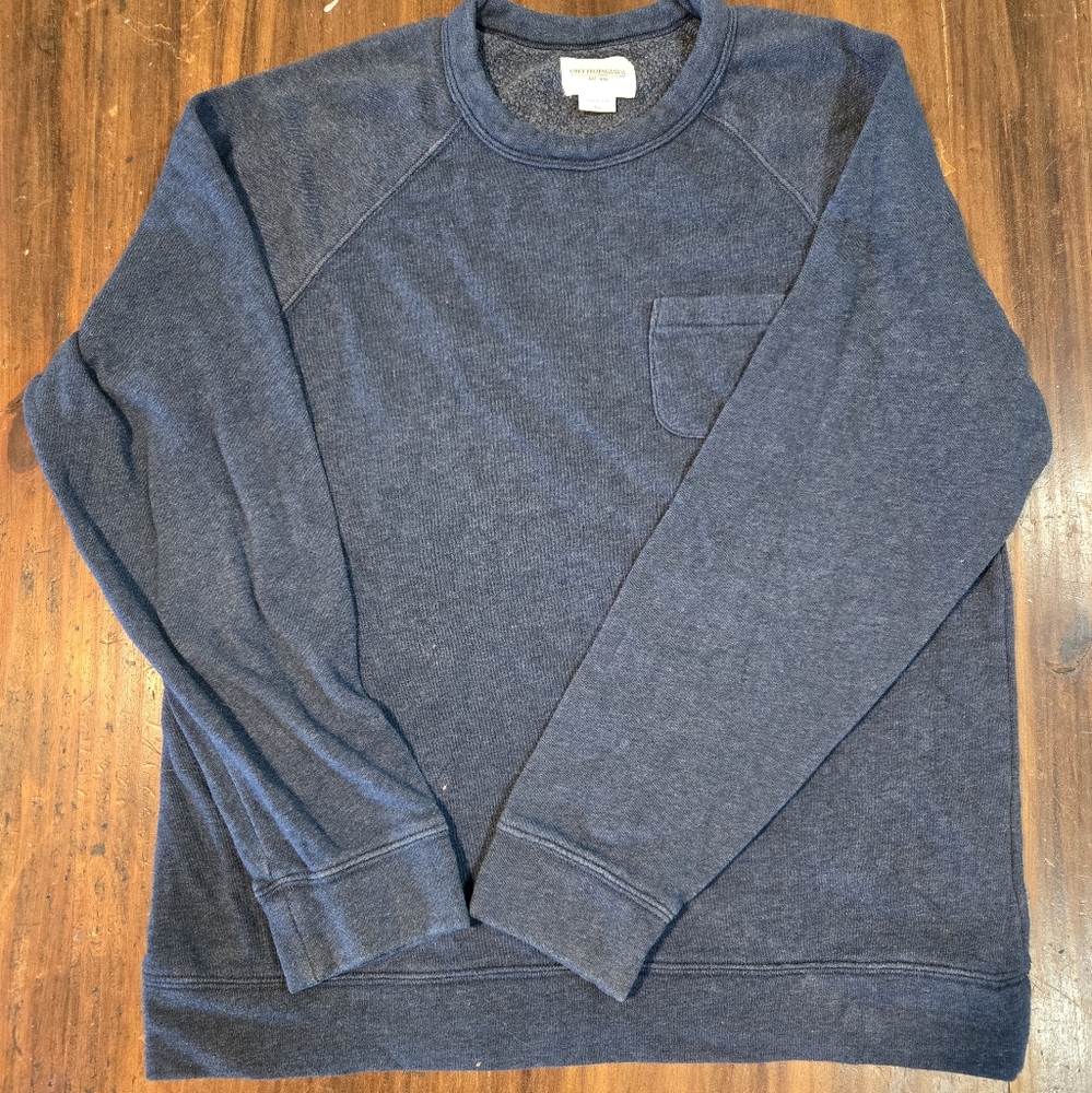 Obey Propaganda Mens Crewneck Sweater xl Extra large blue pocket front solid